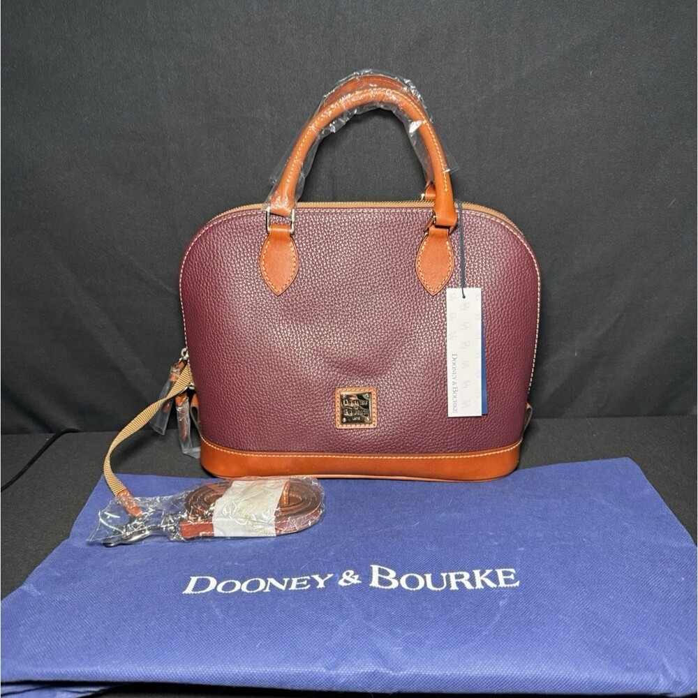 NEW Dooney & Bourke Pebble Grain Zip Satchel Shoulder Bag Top Handle Bordeaux